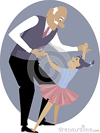 Dancing with grandpa Vector Illustration