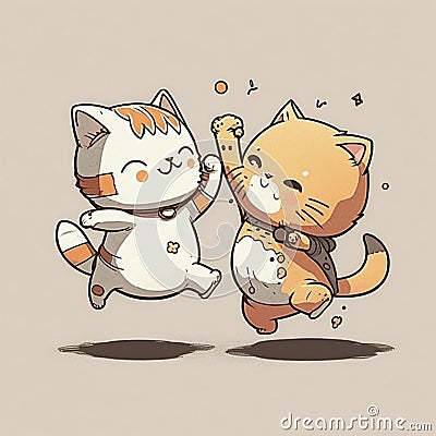 Dancing of Happiness By Two Little Cats Ai Generated Stock Photo