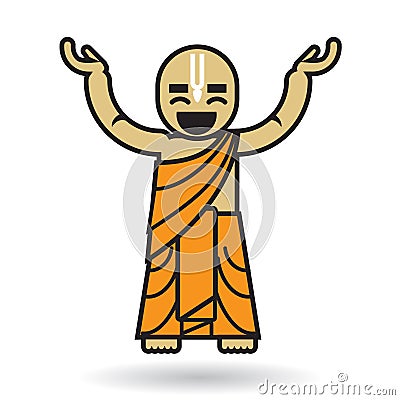 Dancing Hare Krishna man icon Vector Illustration