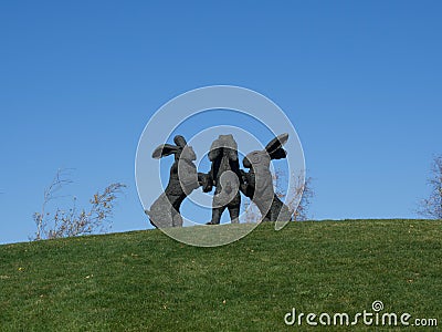 The Dancing Hares at Ballantrae Stock Photo