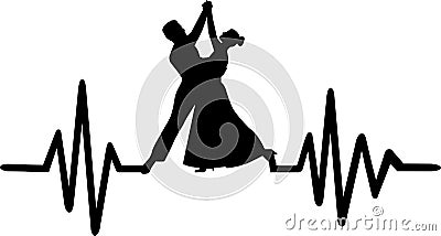 Dancing heartbeat line Vector Illustration