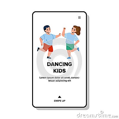 Dancing Kids Boy And Girl Talented Activity Vector Vector Illustration