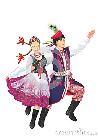 Dancing Krakowiacy Stock Photo