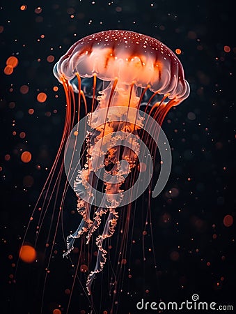 Dancing Lights: Ethereal Jellyfish Beauty Stock Photo