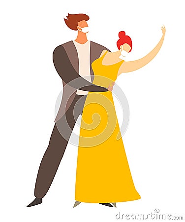 Dancing masked people vector illustration Vector Illustration