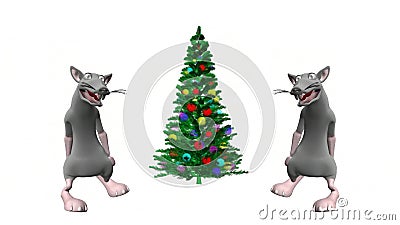 Dancing Mice and Christmas Tree. Mouse Dance. Merry Christmas. Stock ...