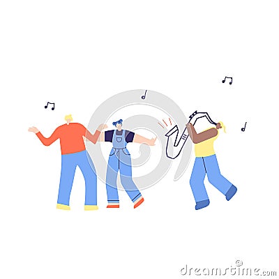 Dancing Music People and Saxophone Illustration Vector Illustration