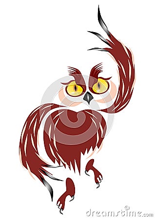 owl with large yellow eyes Vector Illustration