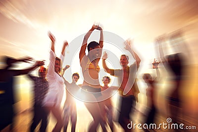 Dancing Party Enjoyment Happiness Celebration Outdoor Concept Stock Photo