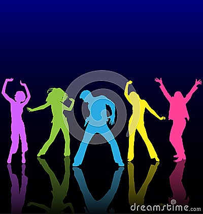 Dance club silhouette people silhouettes fun dancers night hip hop clip male young fashion adult nightclub party female man group Vector Illustration