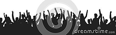 Dancing people crowd silhouettes. Concert audience dance party show stage shadow contour. Vector event fans group Vector Illustration