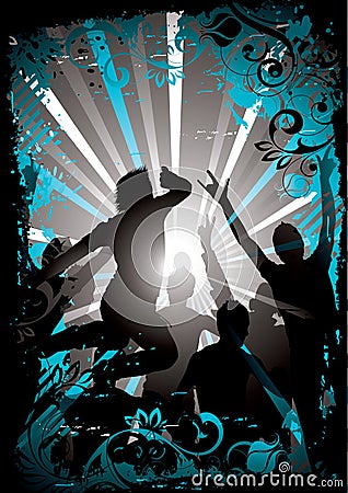 Dancing people silhouette Vector Illustration