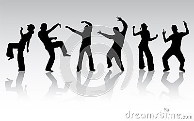 Dancing people silhouettes Vector Illustration