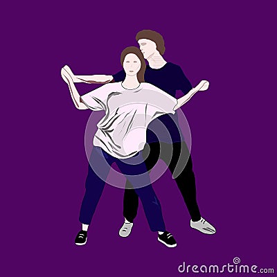 Dancing people silhouettes. Pair dances. Vector Illustration