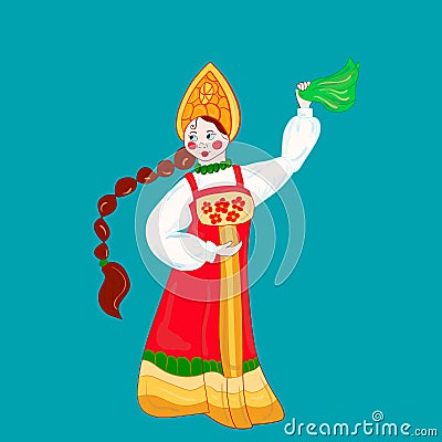 Dancing russian girl Vector Illustration