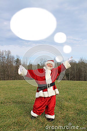 Dancing Santa With Thought Bubble Stock Photo
