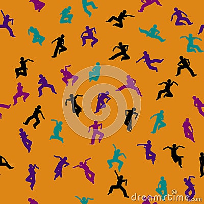 Dancing Seamless Pattern Vector Illustration