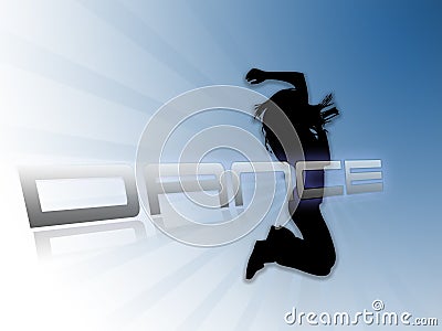 Dancing silhouette white blue background Stock Photo