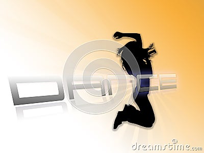 Dancing silhouette white orange background Stock Photo