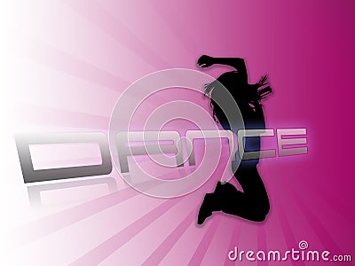 Dancing silhouette white purple background Stock Photo