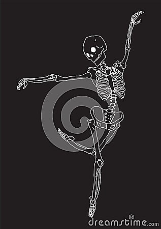 Dancing skeleton ballet dancer. Inspirational vector illustration Vector Illustration