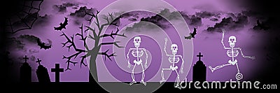 Dancing skeleton Halloween background Stock Photo