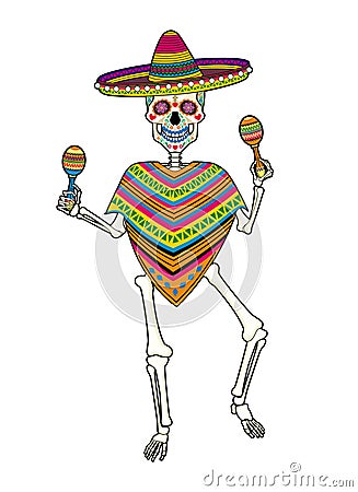 The dancing skeleton for the Mexican day of the Dead Stock Photo