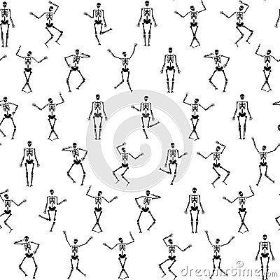Dancing Skeletons. Abstract seamless pattern Vector Illustration