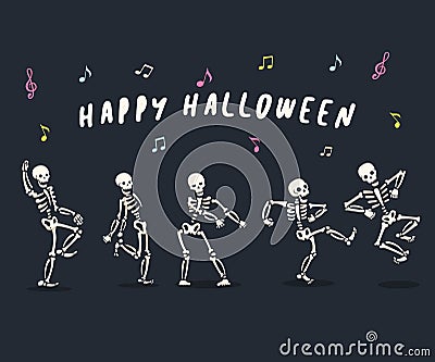 Dancing Skeletons set Vector Illustration