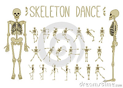 Dancing skeletons set. Vector Illustration