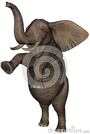 Dancing Standing Elephant Illustration Isolated Cartoon Illustration