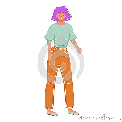 Dancing teenager girl flat vector illustration Vector Illustration