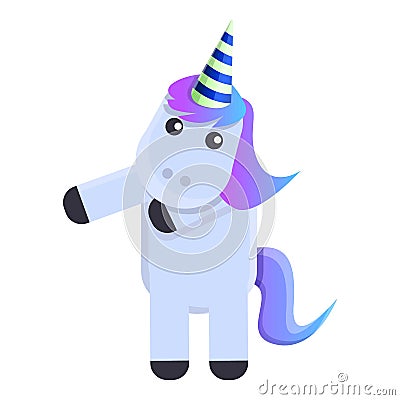 Dancing unicorn icon, cartoon style Vector Illustration