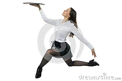 Dancing Waitress Stock Photo