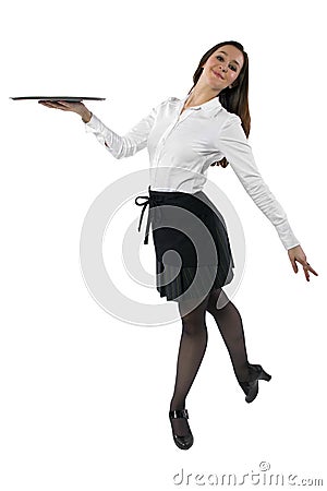 Dancing Waitress Stock Photo