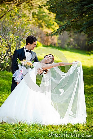 Dancing wedding couple Stock Photo