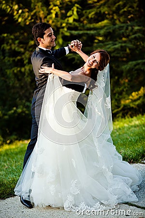 Dancing wedding couple Stock Photo