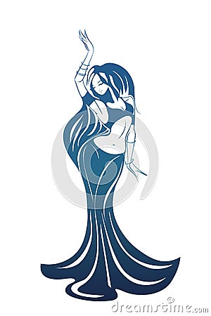Dancing woman in expressive pose. flat silhouette Vector Illustration