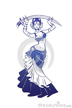 Dancing woman in expressive pose. flat silhouette Vector Illustration