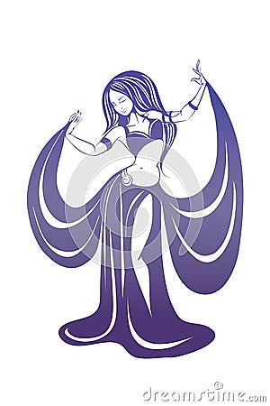 Dancing woman in expressive pose. flat silhouette Vector Illustration
