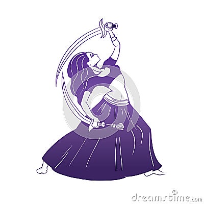 Dancing woman in expressive pose. flat silhouette Vector Illustration