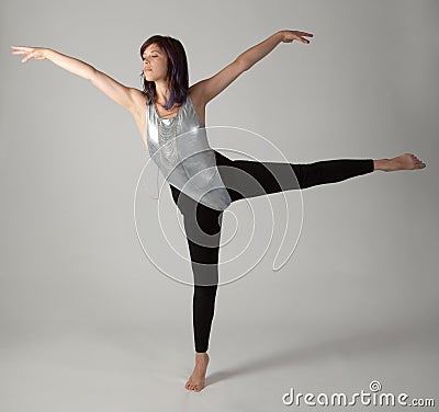 Dancing Woman in Leotard and Leggings Stock Photo
