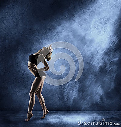 Dancing Woman, Girl Posing in Expressive Sport Dance Stock Photo