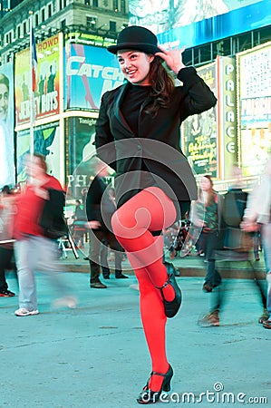 Dancing young actress promotes musical Chicago Editorial Stock Photo
