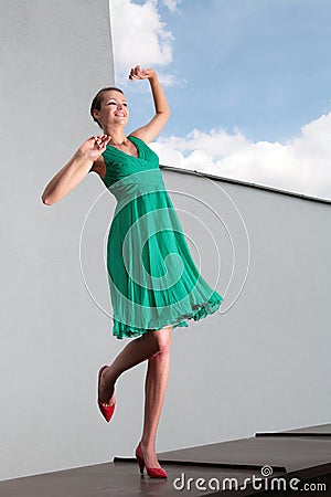 Dancing young women Stock Photo