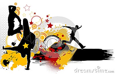 Dancing youth men. Vector Illustration