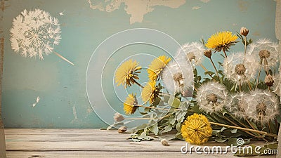 Dandelion Flower Arrangement: Perfect for Invitation Cards and HD Wallpaper Stock Photo