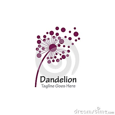 Dandelion flower logo simple crative template vector design Stock Photo