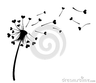 Dandelion with hearts. Vector Illustration