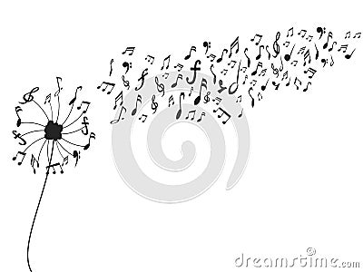 Dandelion with music notes Vector Illustration